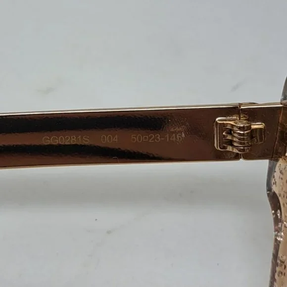 Gucci Sunglasses Gold Glitter Cat Eye  Square GG0281SA 004 50-23-146 - Picture 6 of 15